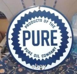 Pure Oil Company Porcelain Coated Sign Home Shop Store Garage Decor