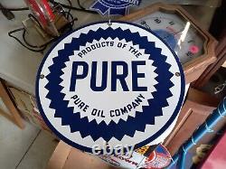 Pure Oil Company Porcelain Coated Sign Home Shop Store Garage Decor