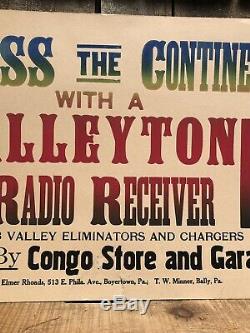 RARE Vintage Valley Tone Radio Receiver Store Garage Dealer Display Sign