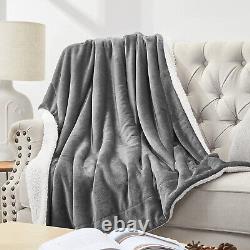 Reversible Sherpa Fleece Blanket Warm Fluffy Mink Bed Sofa Throw Double King