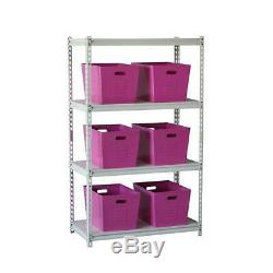 Set Of Six Galvanized Steel Pink Utility Storage Bins Store Tools Garden Pet