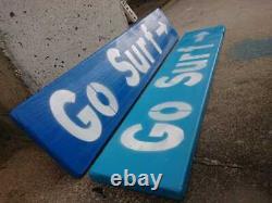 Set of 2 wooden signboards Surf shop Used clothing store Garage Surfing in bea