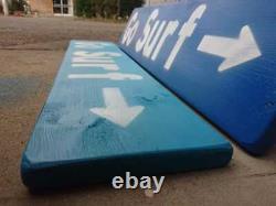 Set of 2 wooden signboards Surf shop Used clothing store Garage Surfing in bea