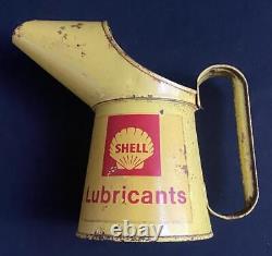 Shell Lubricants Pint Vintage Advertising Garage Petrol Oil Tin Can Jug Pourer