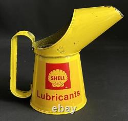 Shell Lubricants Pint Vintage Advertising Garage Petrol Oil Tin Can Jug Pourer