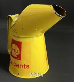 Shell Lubricants Pint Vintage Advertising Garage Petrol Oil Tin Can Jug Pourer