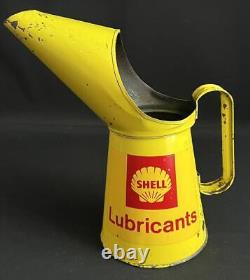 Shell Lubricants Vintage Oil Jug Pourer Quart Tin Garage Advertising Gas Station