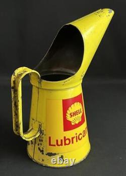 Shell Lubricants Vintage Oil Jug Pourer Quart Tin Garage Advertising Gas Station