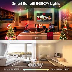 Smart Retrofit Led Recessed Lighting, 15W RGBCW 1350LM Eqv 125W Smart Can Lights
