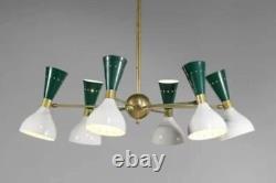 Stilnovo Style Raw Brass chandelier light Fixture 6 Arms Diabolo Chandelier Lamp