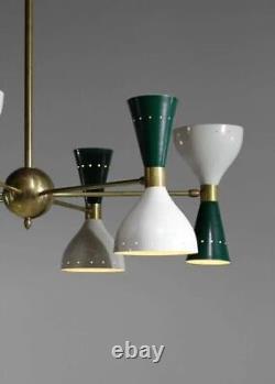 Stilnovo Style Raw Brass chandelier light Fixture 6 Arms Diabolo Chandelier Lamp