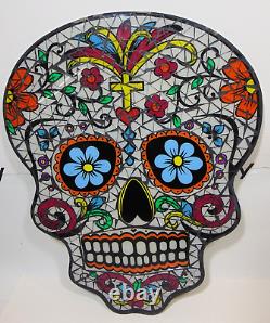 Sugar Skull Day Of The Dead Altars Colorful Art Glass Mosaic Hanging Halloween