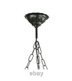 Suspended Lights Lantern Antique Copper 1 Light Wrought Iron And Glass F-01