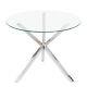 Tempered Glass Round Dining Table And 2/4 Chairs Set Faux Leather Chrome Legs Uk