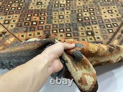 Terracotta Antique Wool Flatweave Oriental Authentic Genuine Turkmen Tribal Rug