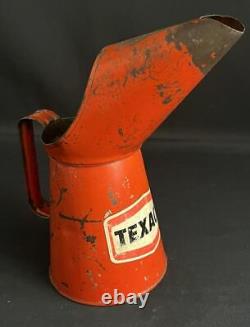 Texaco Vintage Quart Motor Oil Pourer Jug Garage Advertising Display Tin Can