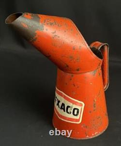 Texaco Vintage Quart Motor Oil Pourer Jug Garage Advertising Display Tin Can