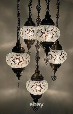Turkish Moroccan Glass Mosaic Hanging Lamp Ceiling Light Chandeliers