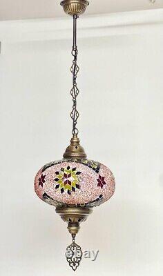 Turkish Moroccan Large Glass Mosaic Hanging Lamp Ceiling Light Chandelier