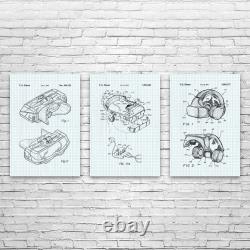 VR Headset Patent Posters Set of 3 VR Gift Arcade Decor Game Store Wall Art