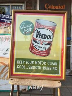 Veedol Advertising Poster Sign Vintage Inspection Garage Store Fixtures