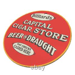 Vintage 1938 Billiards Beer On Draught Porcelain Enamel Gas & Oil Garage Sign
