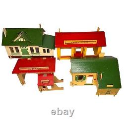 Vintage 30s Bumpa Toys Milton Bradley 2 Bumpalow Houses Garage Store Set of 4