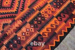 Vintage 8x12 Orange Afghan Hand Woven Flatweave Turkmen Oriental Large Rug Kilim