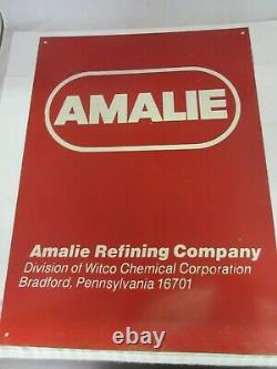 Vintage Advertising Amalie Oil Garage Dealer Store Sign Tin M-651