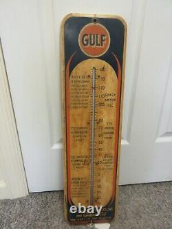 Vintage Advertising Gulf Oil Gas Thermometer Garage Store Auto Petroliana A-306