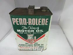 Vintage Advertising Penn-rolene Motor Oil 2 Gallon Can Tin Garage Store 633-q