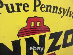 Vintage Advertising Pennzoil Double Sided Oval Sign Garage Dealer Store M-640