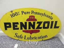 Vintage Advertising Pennzoil Double Sided Oval Sign Garage Dealer Store M-640