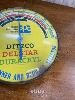 Vintage Advertising Ppg Ditzler Paint Round Thermometer Garage Store A-426