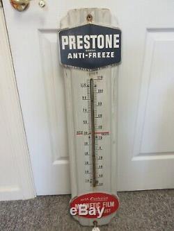 Vintage Advertising Prestone Porcelain Thermometer Store Garage Station 954-q