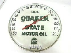 Vintage Advertising Quaker State Oil Auto Round Thermometer Garage Store 137-q
