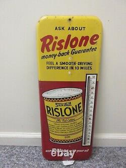 Vintage Advertising Rislone Shaler Garage Shop Tin Store Thermometer A-974