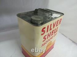 Vintage Advertising Silver Shell Motor Oil 2 Gallon Can Tin Garage Store A-313
