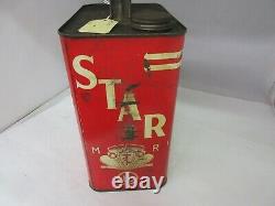 Vintage Advertising Star Motor Oil 2 Gallon Can Tin Garage Store 480-q