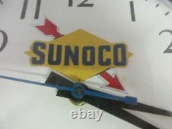 Vintage Advertising Sunoco Wall Electric Clock Plastic Garage Store M-954