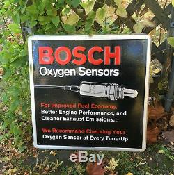 Vintage Bosch Oxygen Sensors Embossed Metal Tacker Garage Parts Store Sign