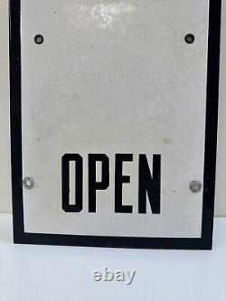 Vintage Porcelain Open Closed Sign Industrial Garage Store Factory