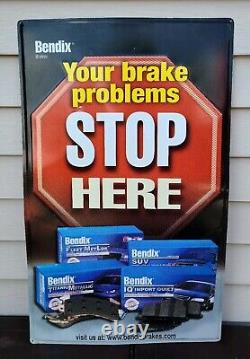 Vintage Rare Bendix Brakes Sign Stop Gas Oil Metal Garage ManCave Store Display