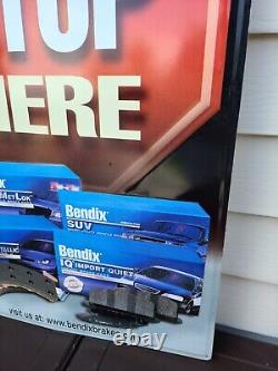 Vintage Rare Bendix Brakes Sign Stop Gas Oil Metal Garage ManCave Store Display