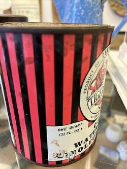 Vintage Rare Tiger Grip Can Gas Oil Country Store can Grate Graphics Garage Deco