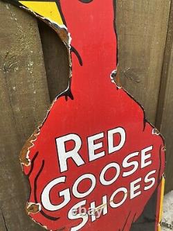 Vintage Red Goose Porcelain Gas Oil Sign 24 Retail Shoe Store Garage Service