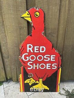 Vintage Red Goose Porcelain Gas Oil Sign 24 Retail Shoe Store Garage Service