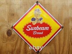 Vintage Sunbeam Bread Porcelain Sign Bakery General Store Gas Motor Oil Garage