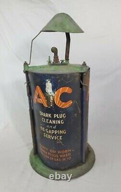 Vtg AC Spark Plug Cleaning and Re-Gapping Service Store Counter Machine Garage