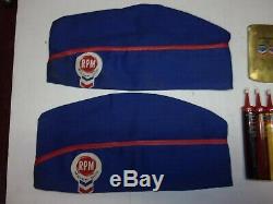 Vtg Chevron Gas Oil Garage Station Attendant Folded Cloth Cap Hat & Store Merch